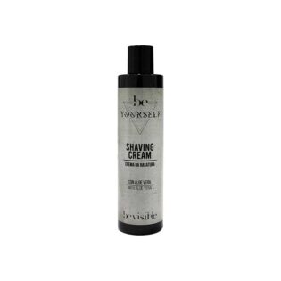 beYourself Shaving cream with aloe vera for a smooth shave, presented in a sleek black and gray bottle.